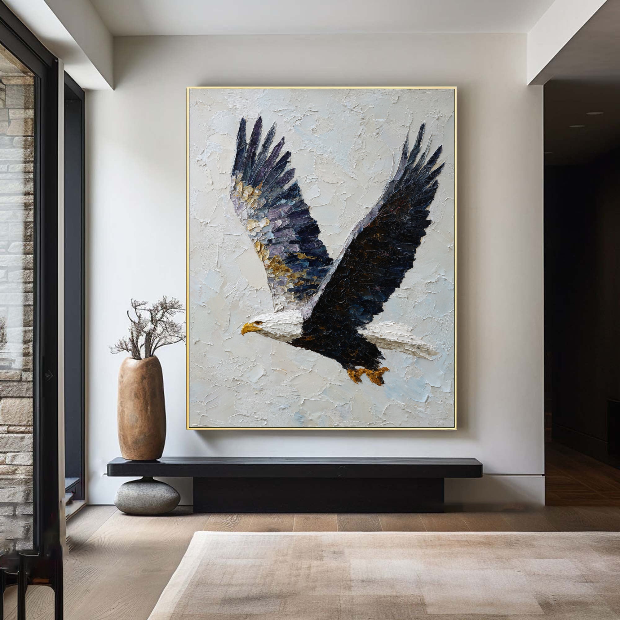 Bold Eagle Wall Art - Textured Impasto Painting #AG 053