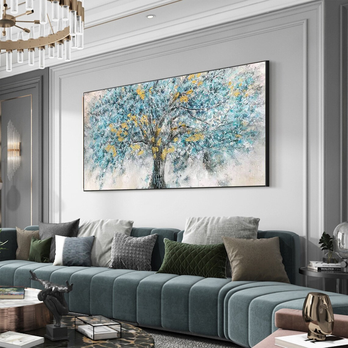 Abstract Tree with Gold Accents, Textured Modern Wall Art #MM436