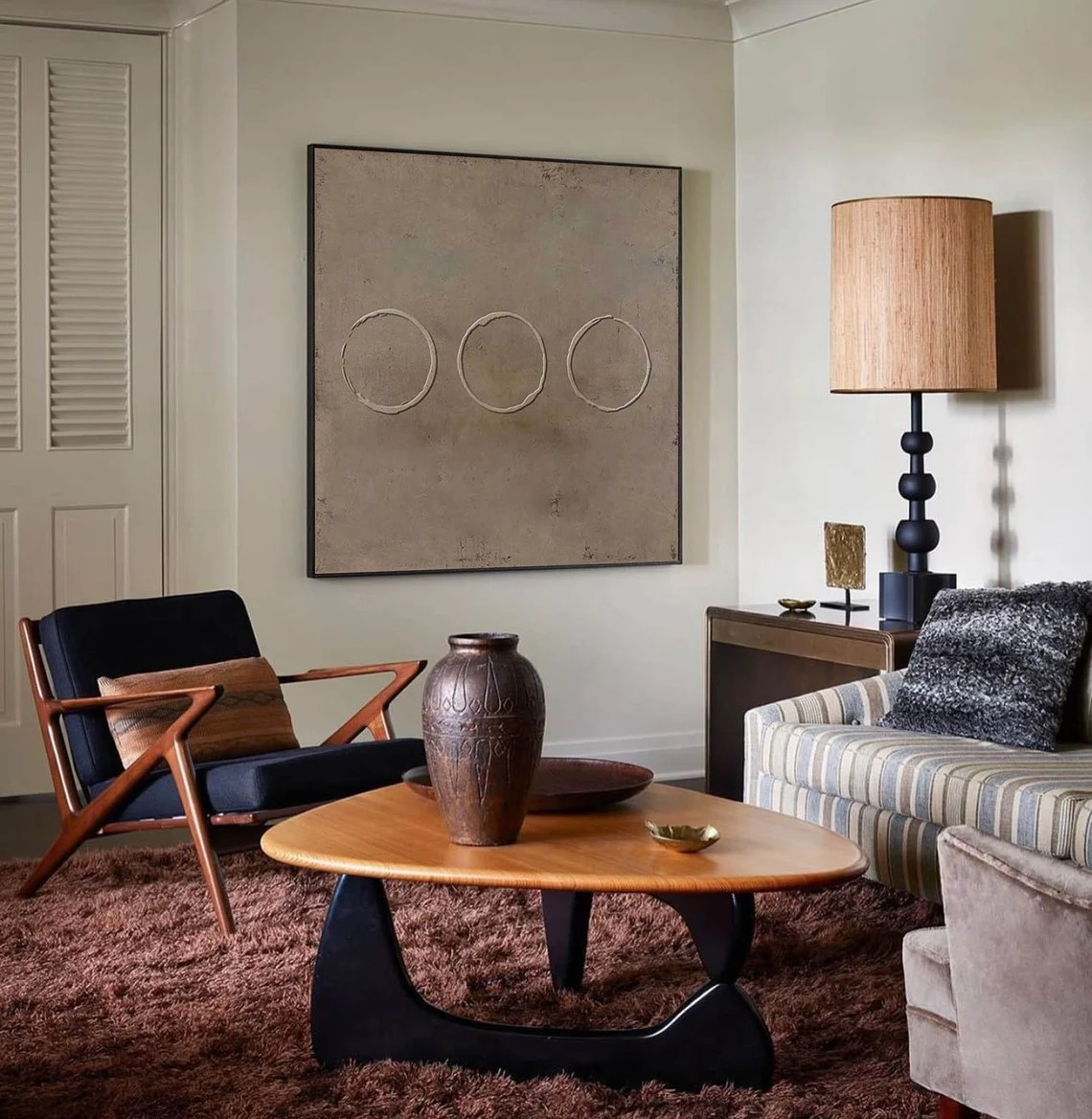Earthy Beige Wabi-Sabi Texture Art with Imperfect Circles #MM431