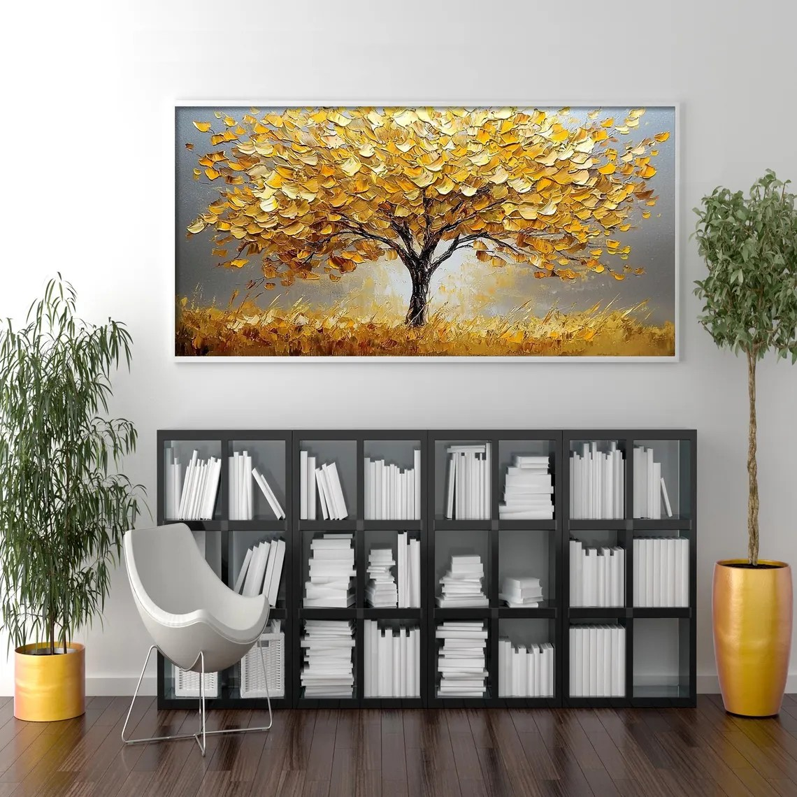 Modern Impasto Texture Gold Tree Wall Art, Luxurious Piece #MM440