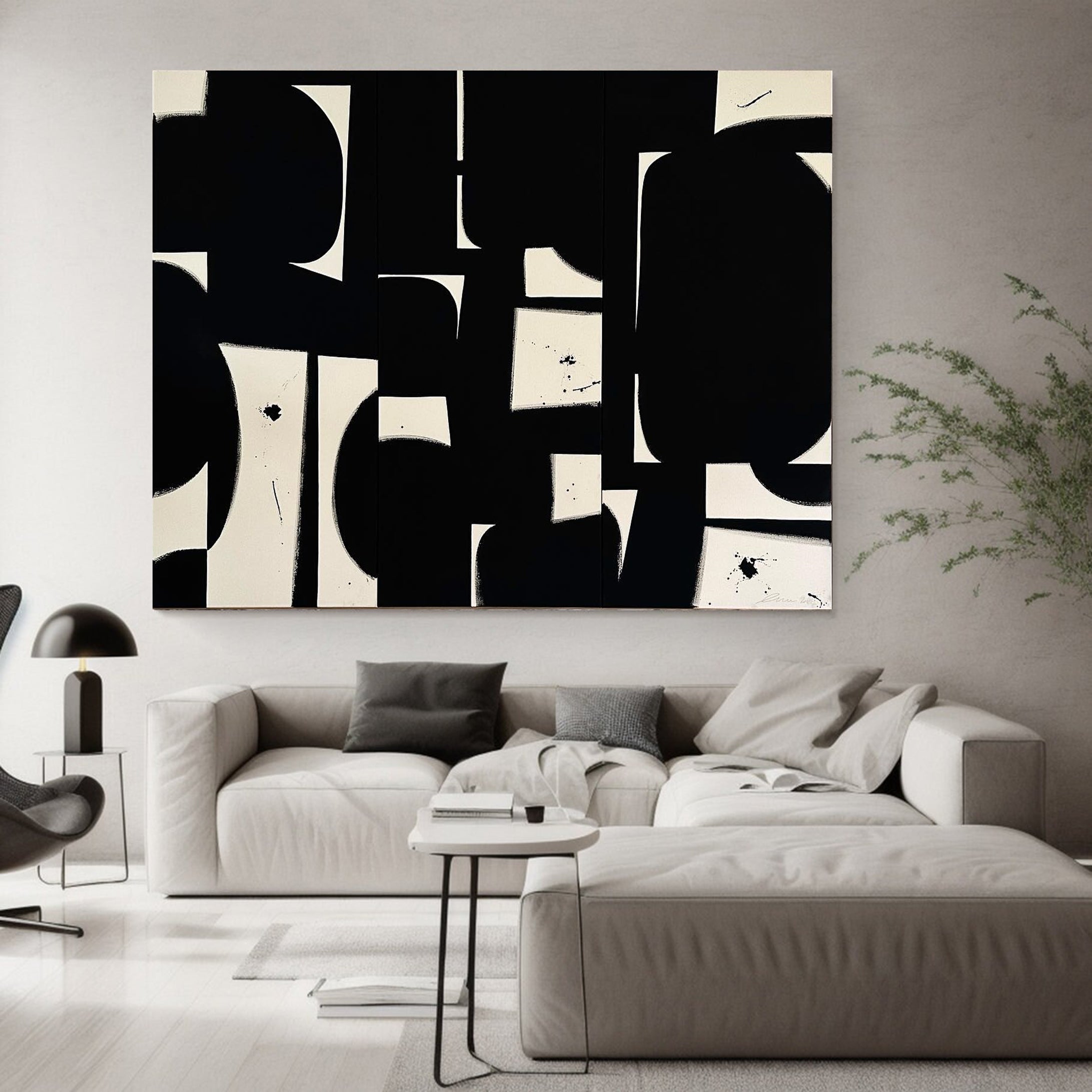 Black and White Abstract Art Minimalist Wall Decor #MM049
