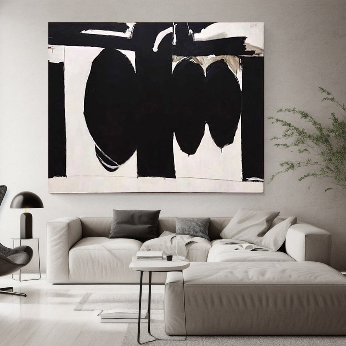Minimalist Abstract Wall Art Black and White Design #MM047