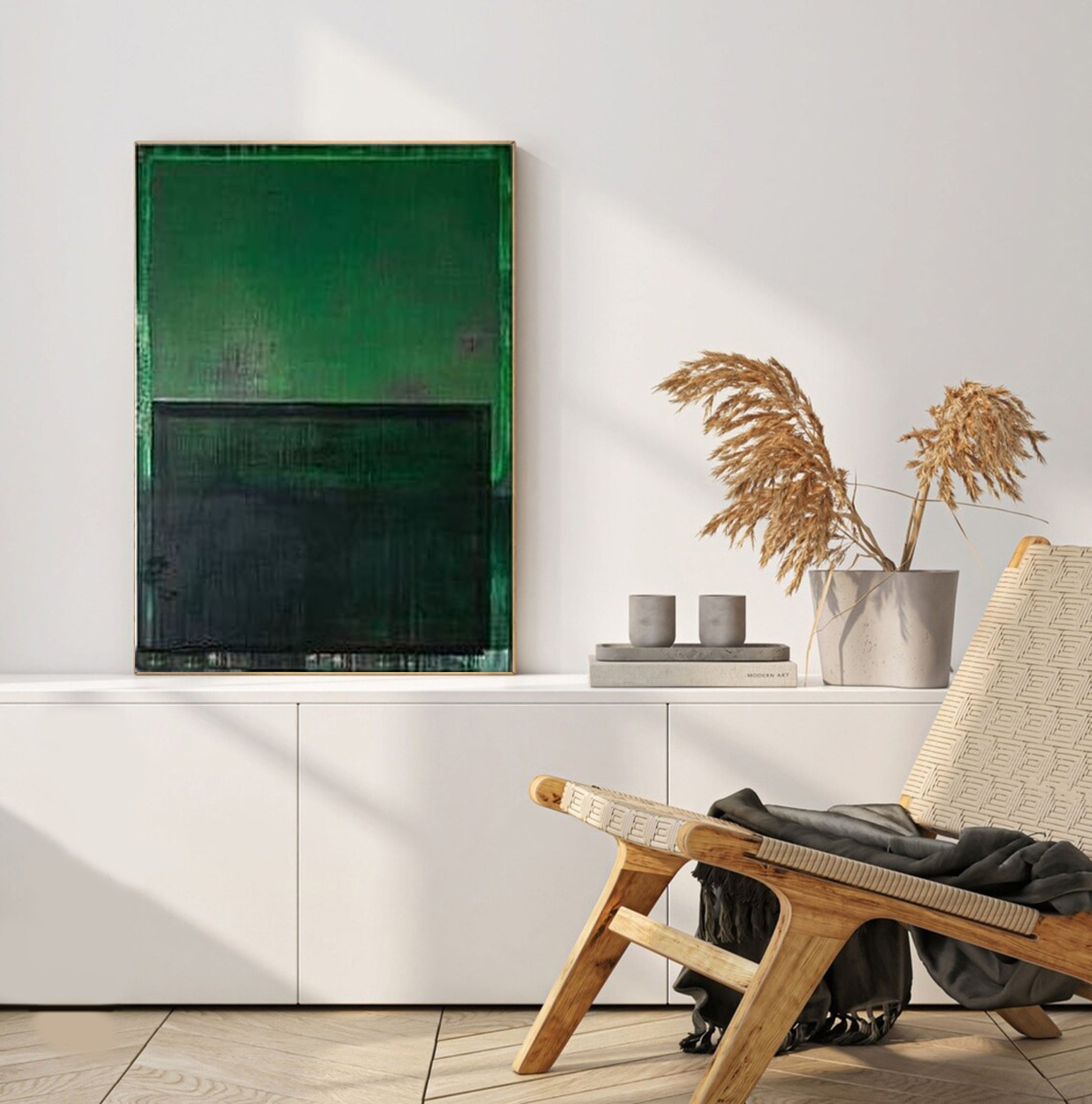 ديكور منزلي حديث بفن تجريدي أخضر نابض بالحياة #AB008