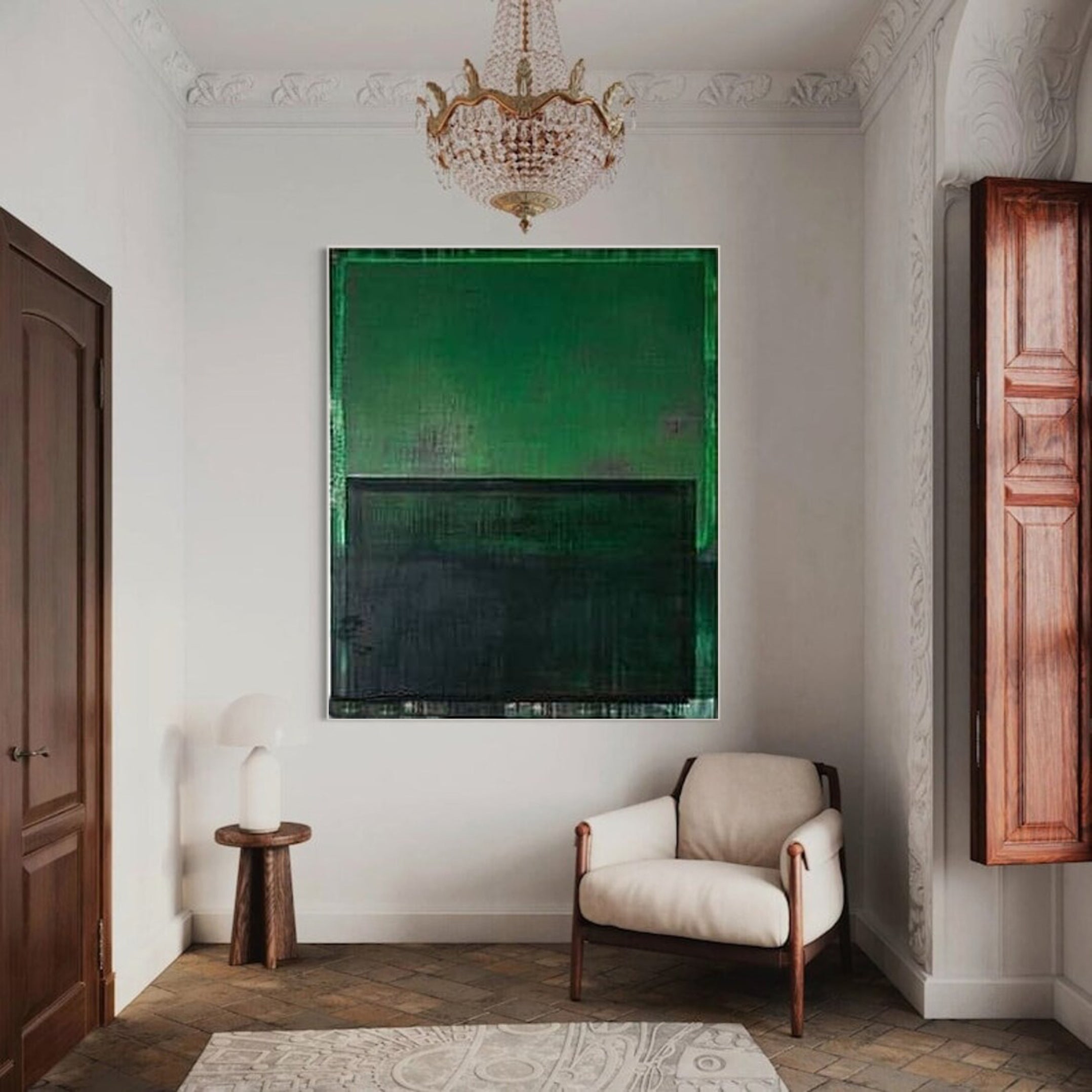 ديكور منزلي حديث بفن تجريدي أخضر نابض بالحياة #AB008