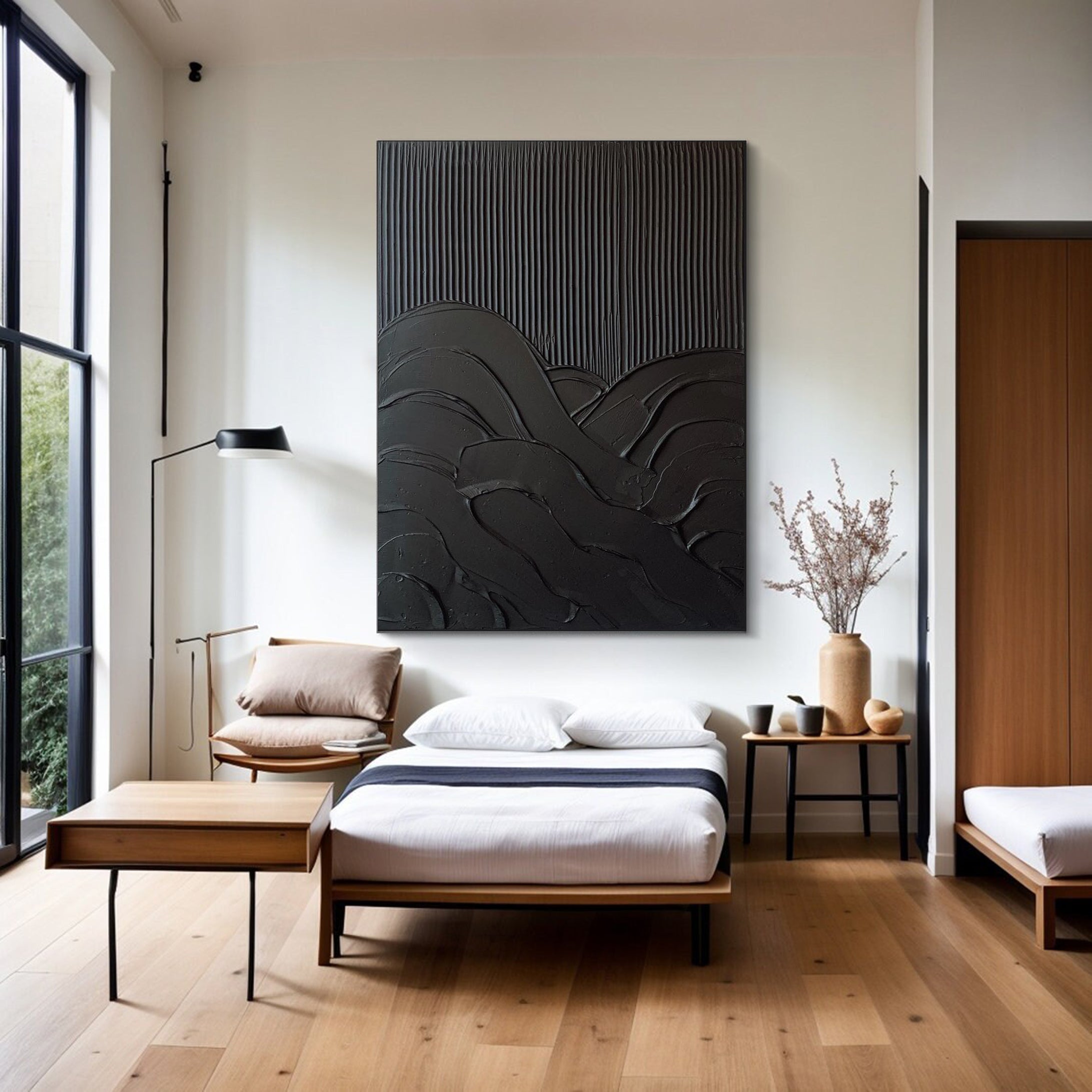 ديكور حائط من قماش أسود بسيط ومزخرف #MM023