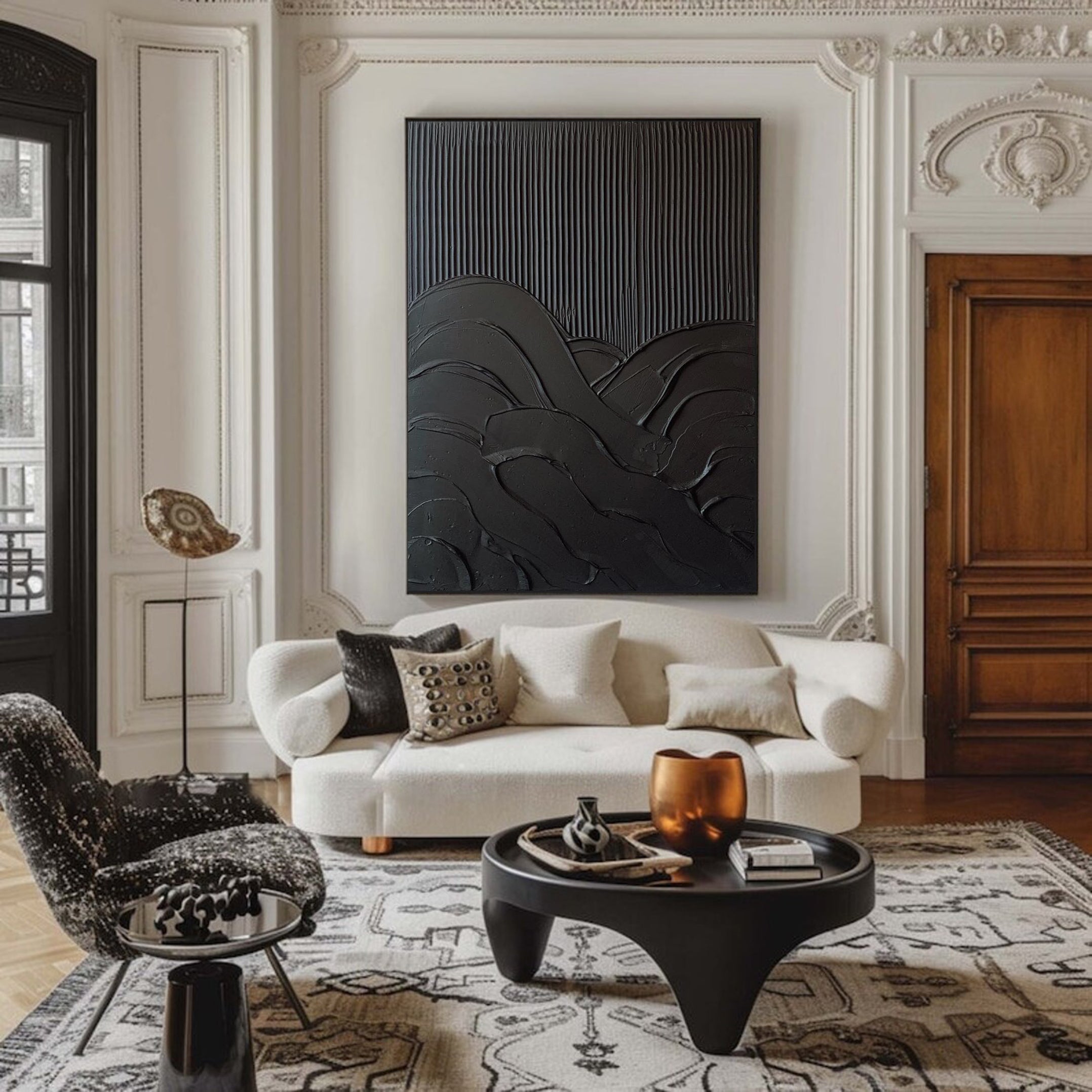 ديكور حائط من قماش أسود بسيط ومزخرف #MM023