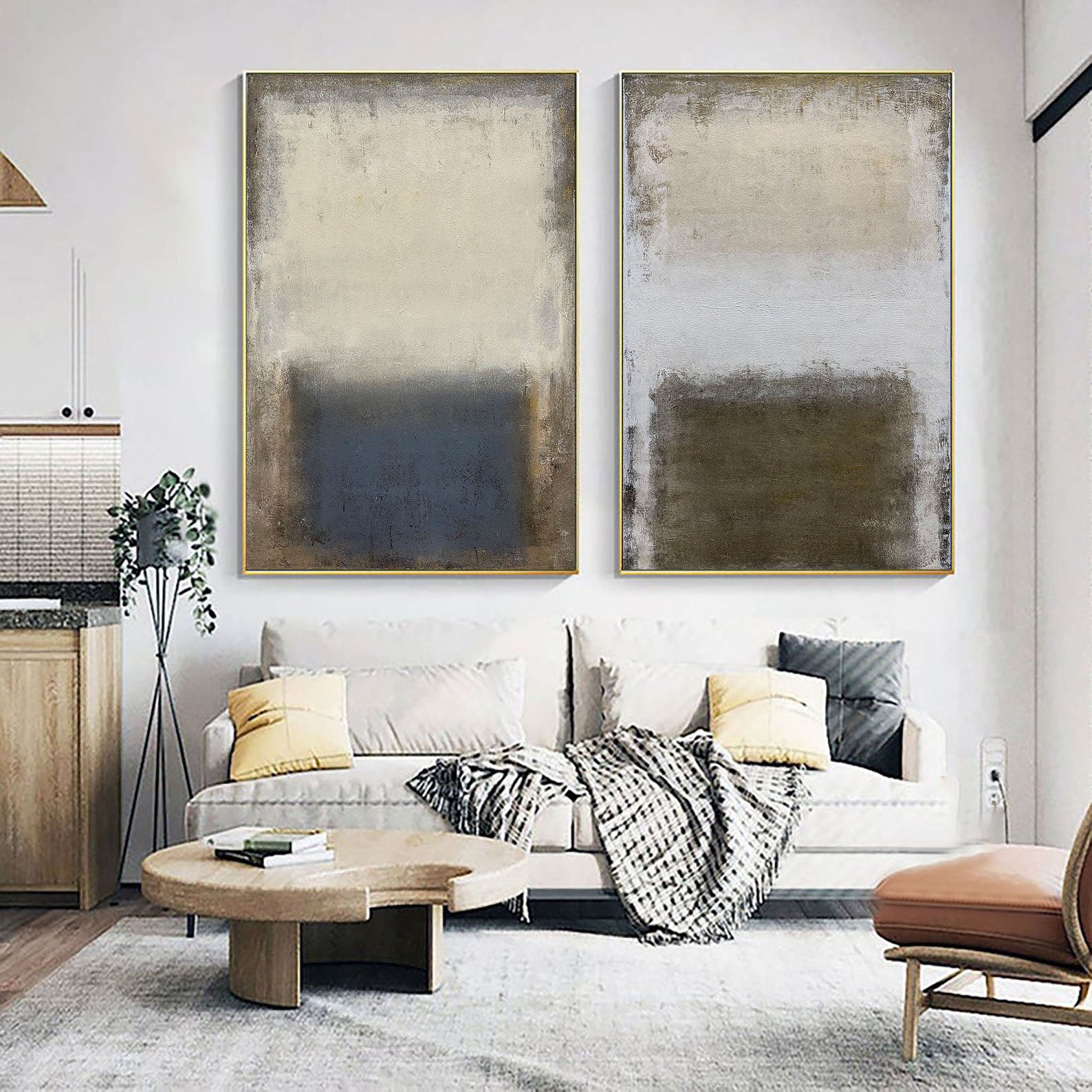 Abstract Color Field Oil Painting Set: Modern Minimalist Wall Art Decor #MM496
