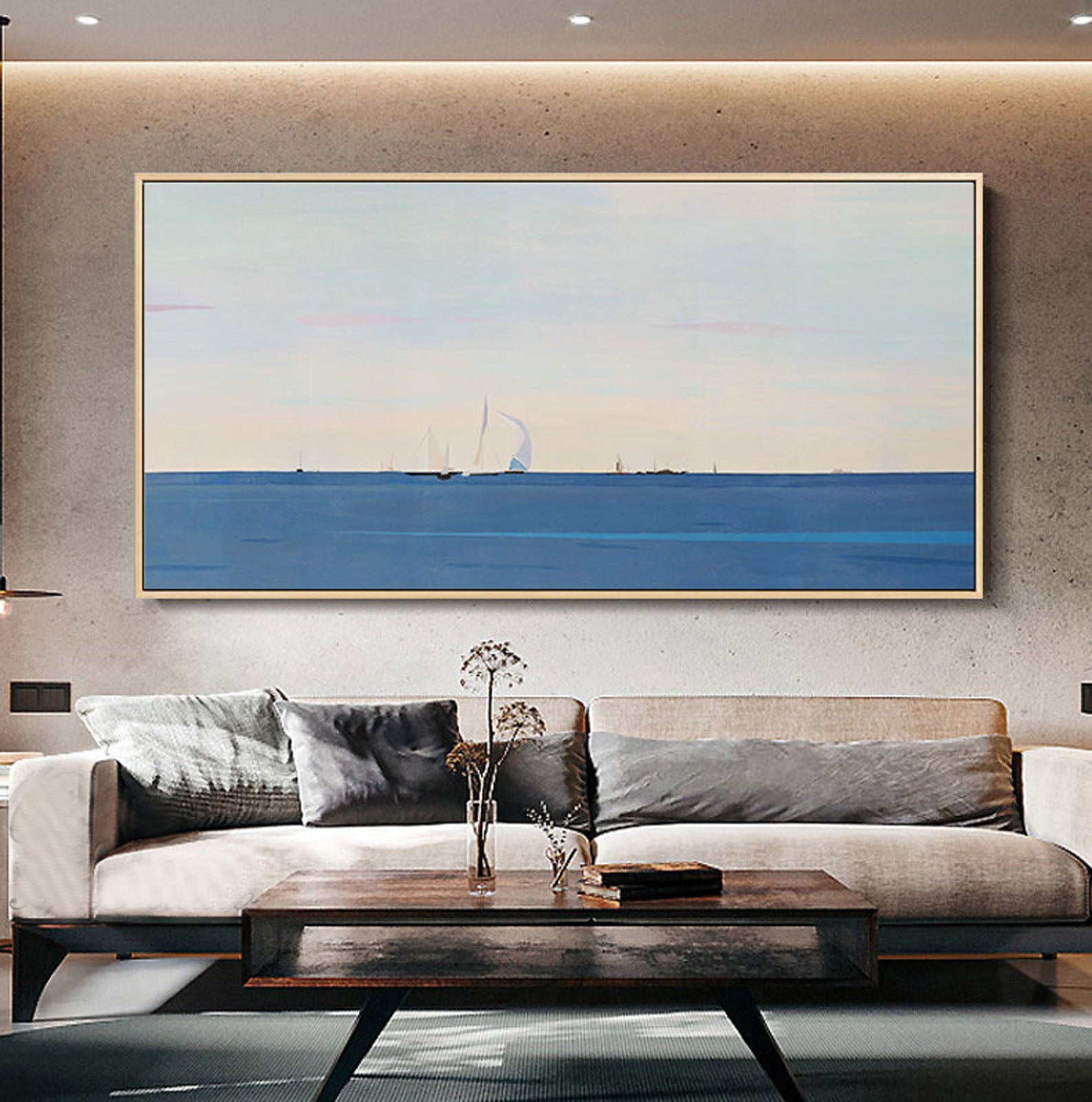 Coastal Echoes: Contemporary Abstract Seascape, Serene Wall Art #MM452