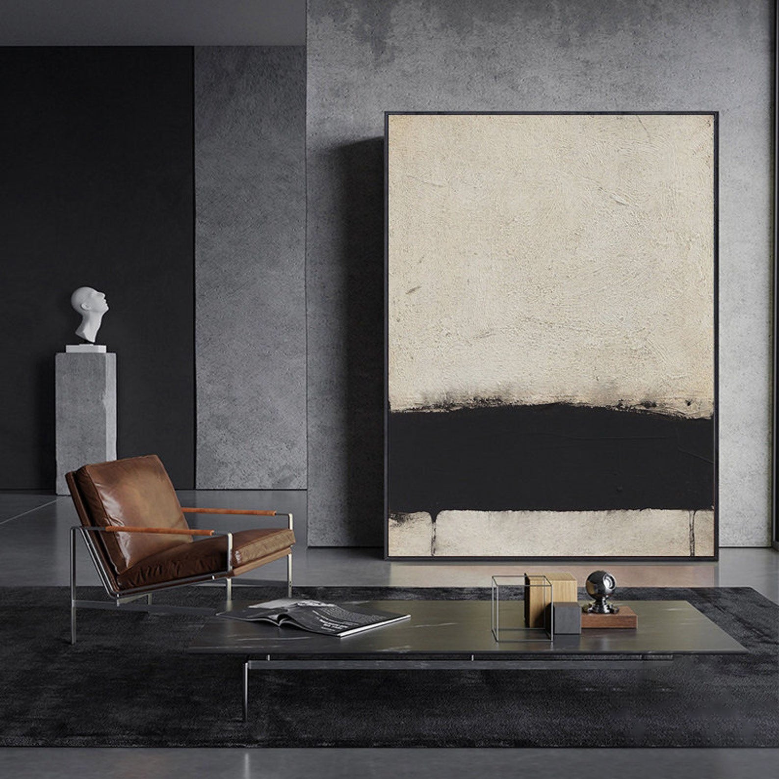 Silent Horizons: Contemporary Abstract Set, Neutral Palette Art #MM462