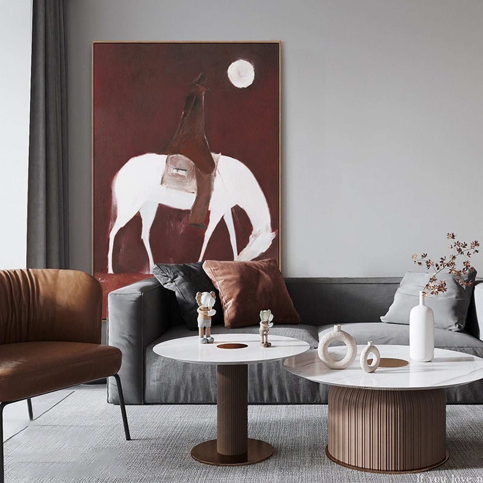 Moonlit Rider: Abstract Horse Oil Painting, Vertical Version #MM447
