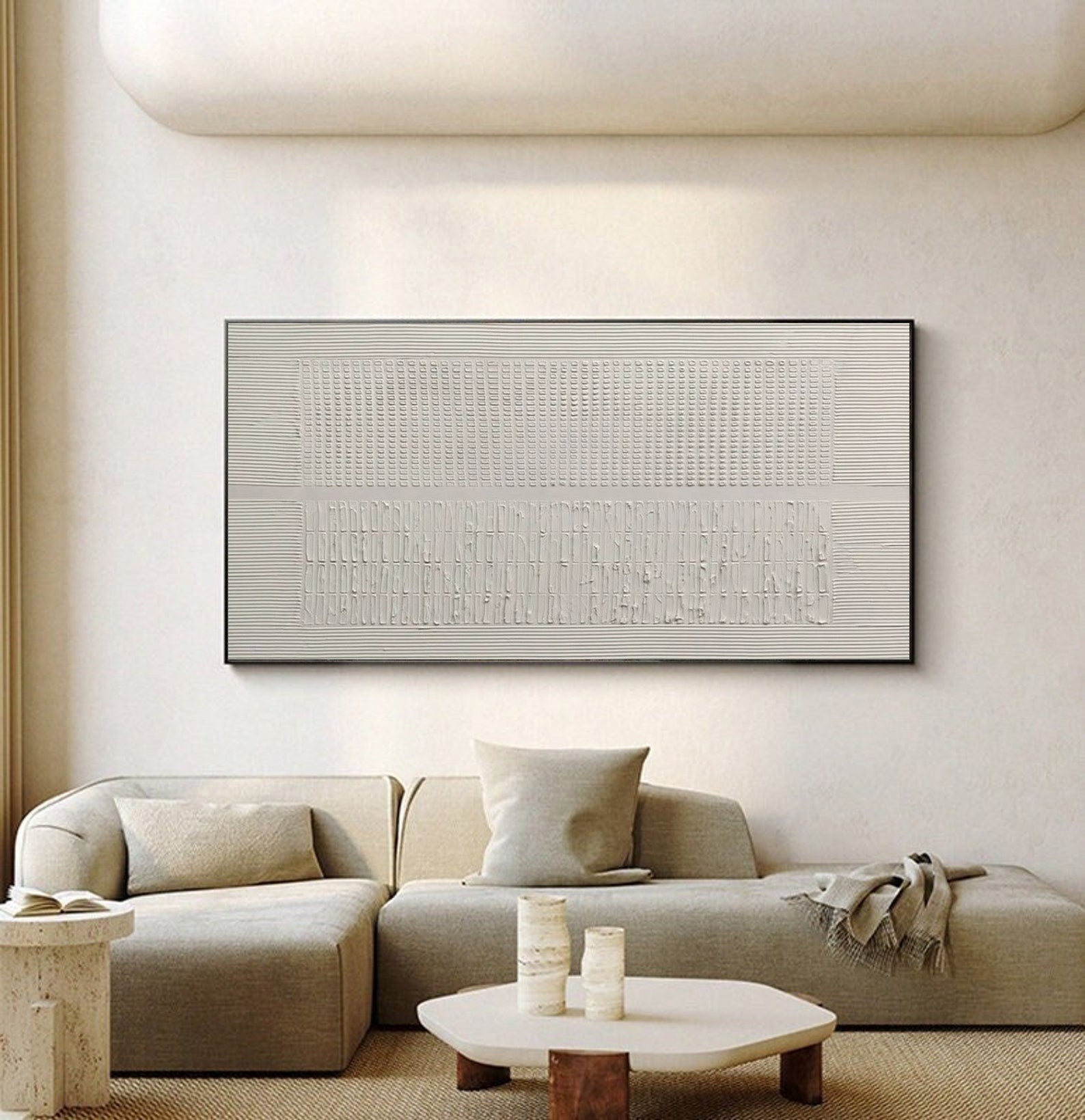 Contemporary White Textured Painting, Minimalist Design #MM512