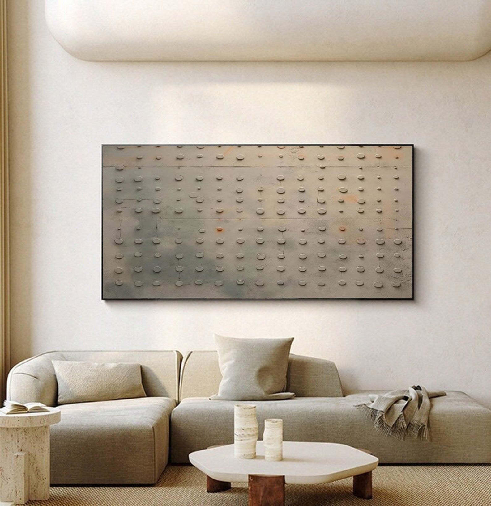 Riveted Surface: Contemporary Textured Canvas, Industrial Motif #MM511