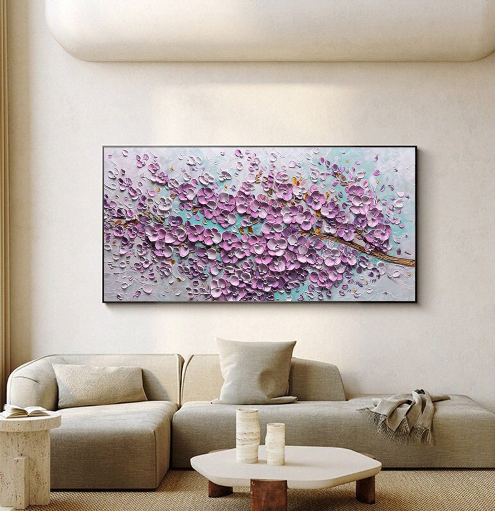 Sakura Bloom: Textured Impasto Blossoms, Vibrant Floral Art #MM513