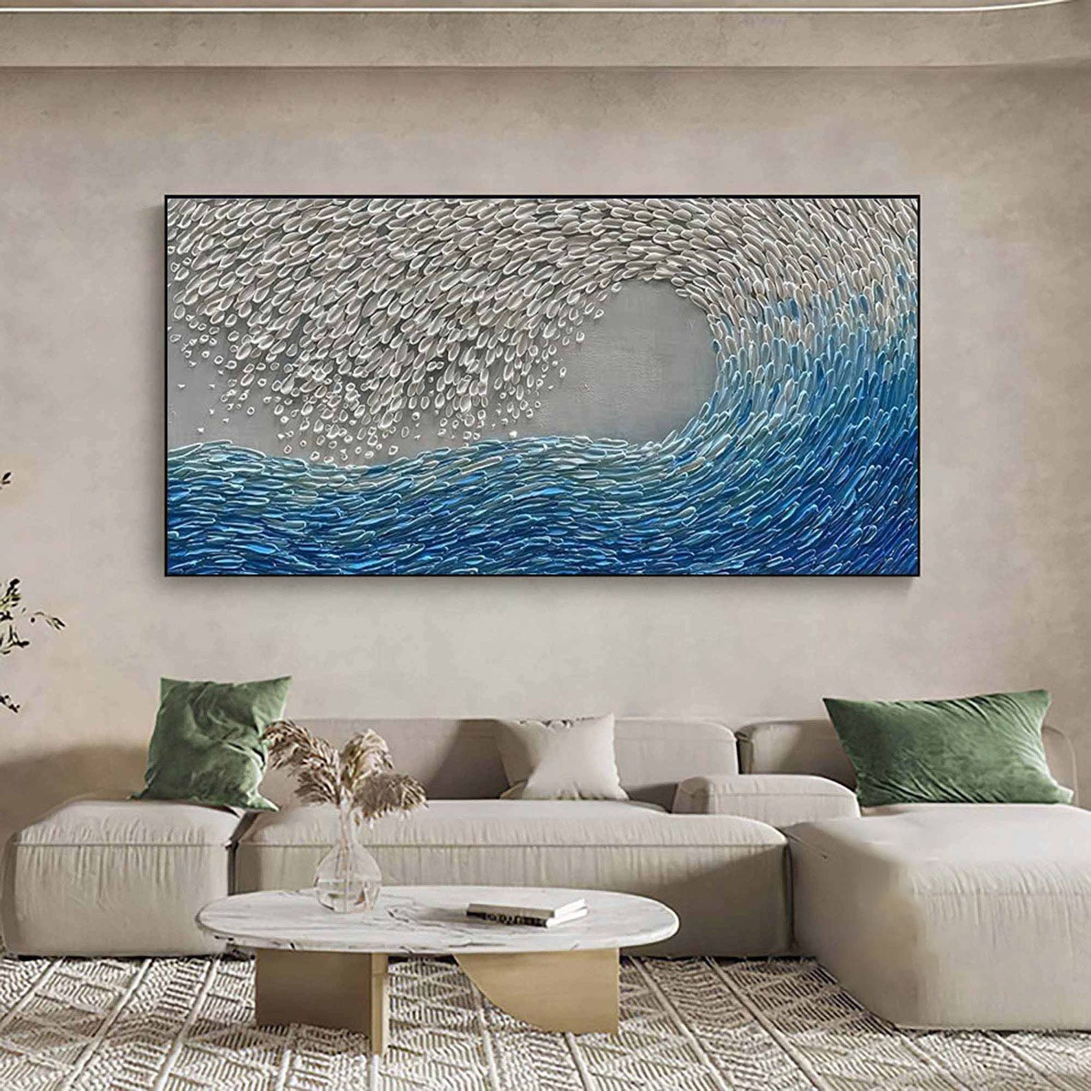 Oceanic Bloom: Textured Blue Wave, Dynamic Acrylic Wall Decor #MM484