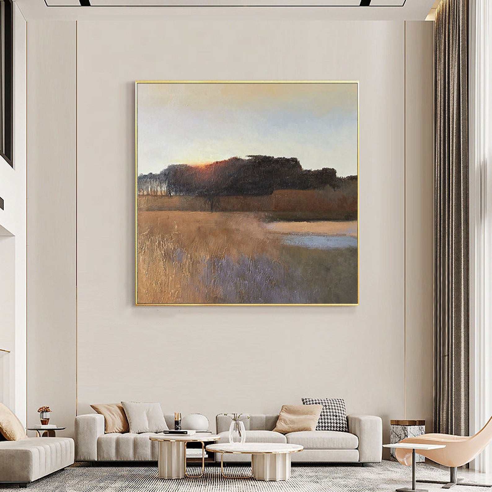 Chromatic Horizon: Contemporary Landscape Abstract Wall Art #MM449
