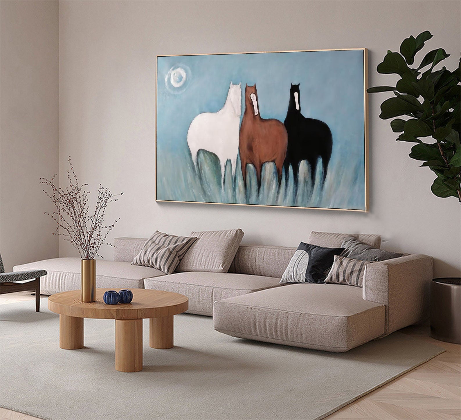 Colorful Modern Horse Wall Art – Abstract Animal Painting for Living Room #MM467