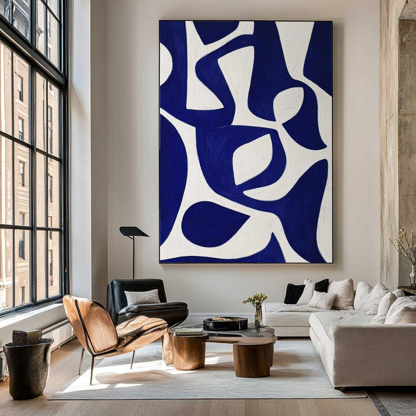 لوحة تجريدية زرقاء بسيطة: قماش حديث #MM203