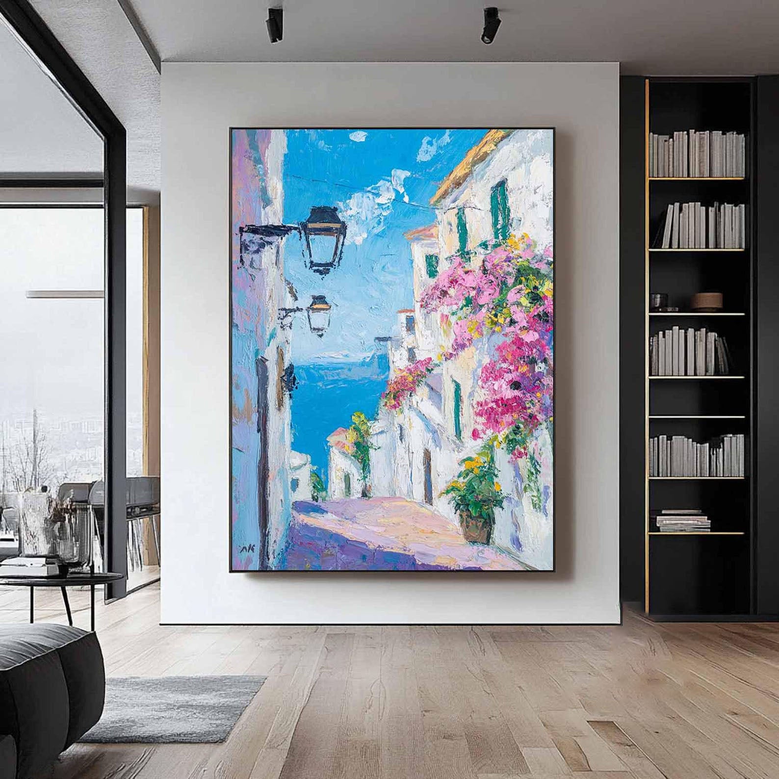 Sunny Street Scene: Colorful Canvas Art