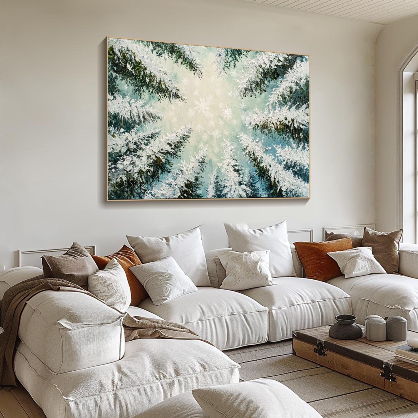 مشهد غابة شتوية رائعة، لوحة فنية رائعة #MM283