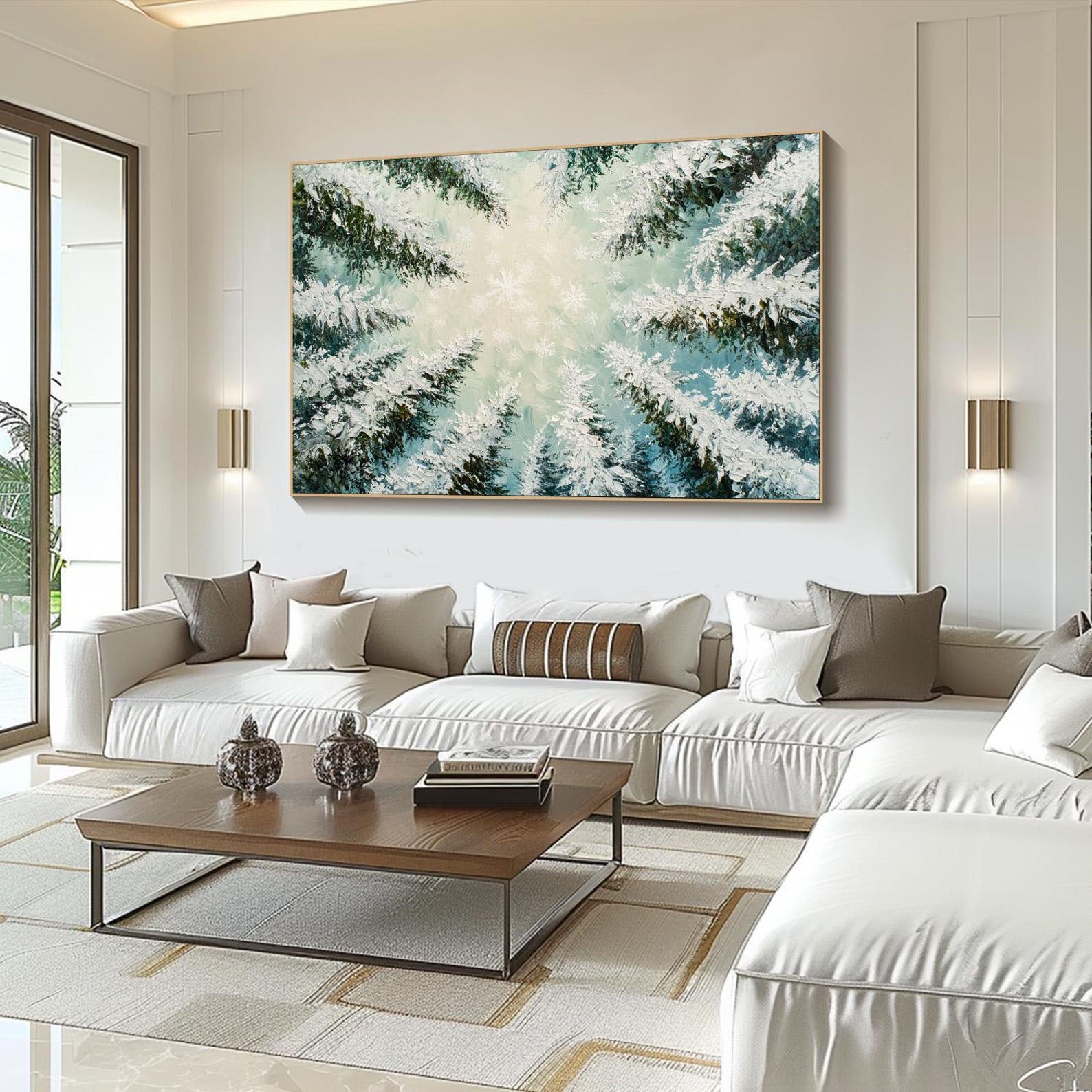 مشهد غابة شتوية رائعة، لوحة فنية رائعة #MM283