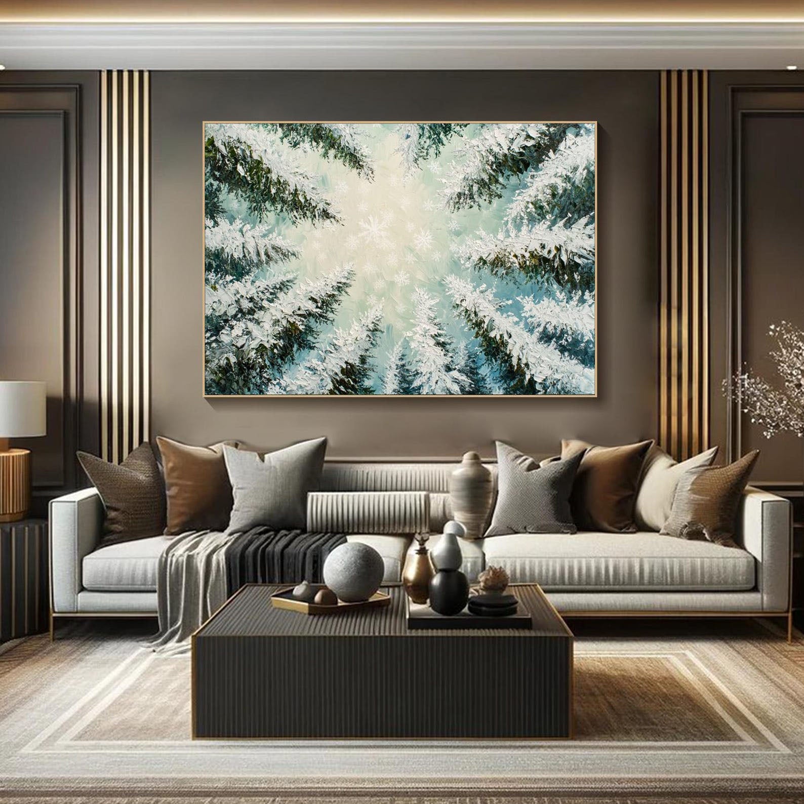 مشهد غابة شتوية رائعة، لوحة فنية رائعة #MM283