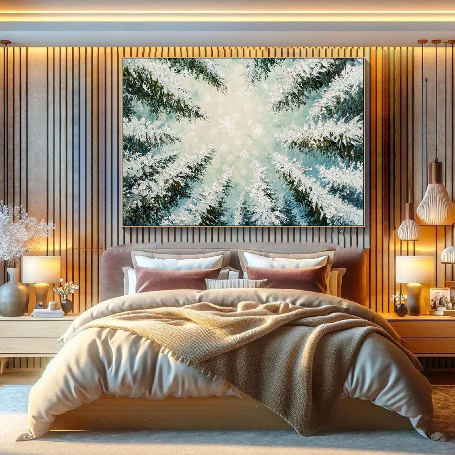 مشهد غابة شتوية رائعة، لوحة فنية رائعة #MM283