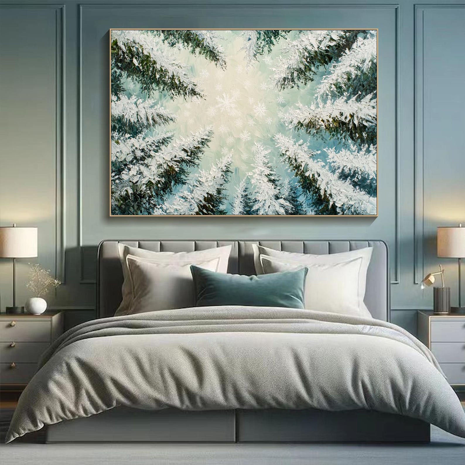 مشهد غابة شتوية رائعة، لوحة فنية رائعة #MM283