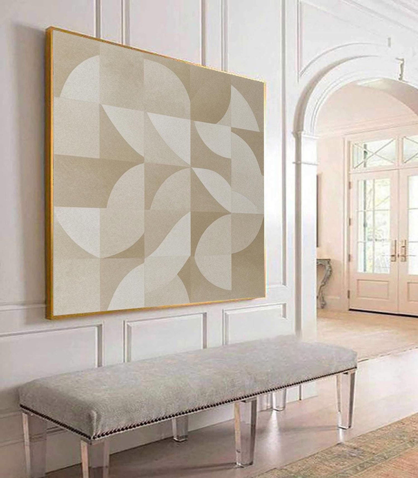 Quiet Quarters: Contemporary Pattern Art, Textured Beige Decor #MM455
