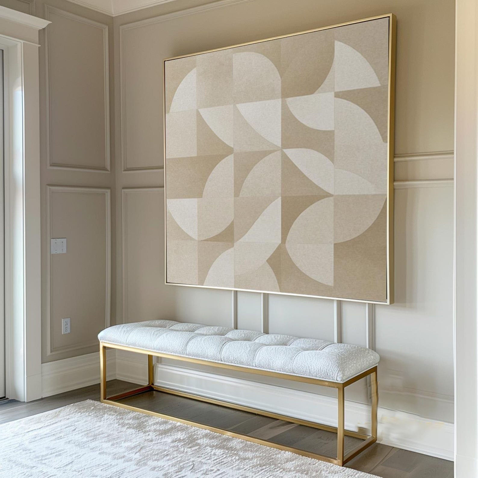 Quiet Quarters: Contemporary Pattern Art, Textured Beige Decor #MM455