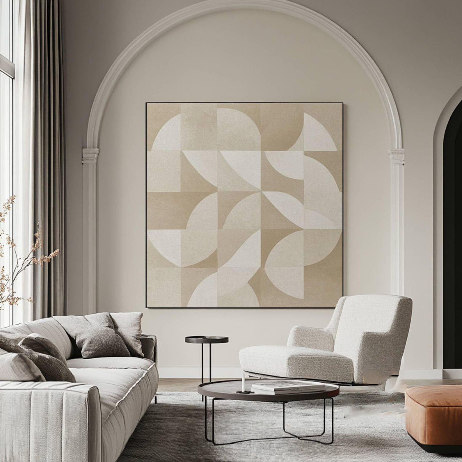 Quiet Quarters: Contemporary Pattern Art, Textured Beige Decor #MM455