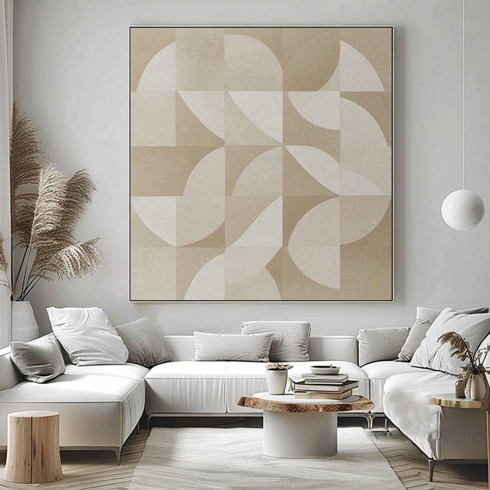 Quiet Quarters: Contemporary Pattern Art, Textured Beige Decor #MM455