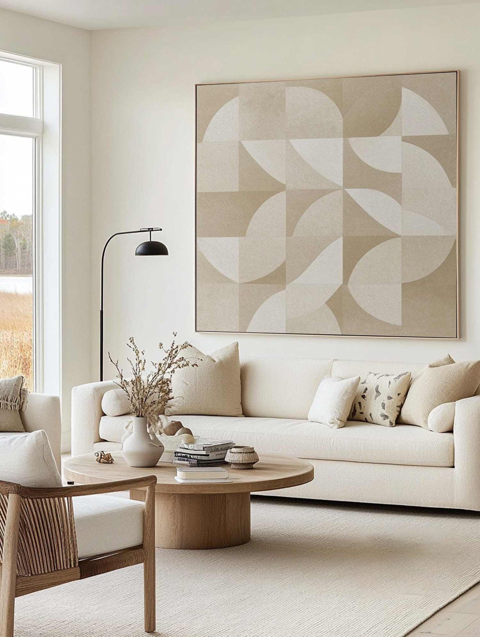 Quiet Quarters: Contemporary Pattern Art, Textured Beige Decor #MM455