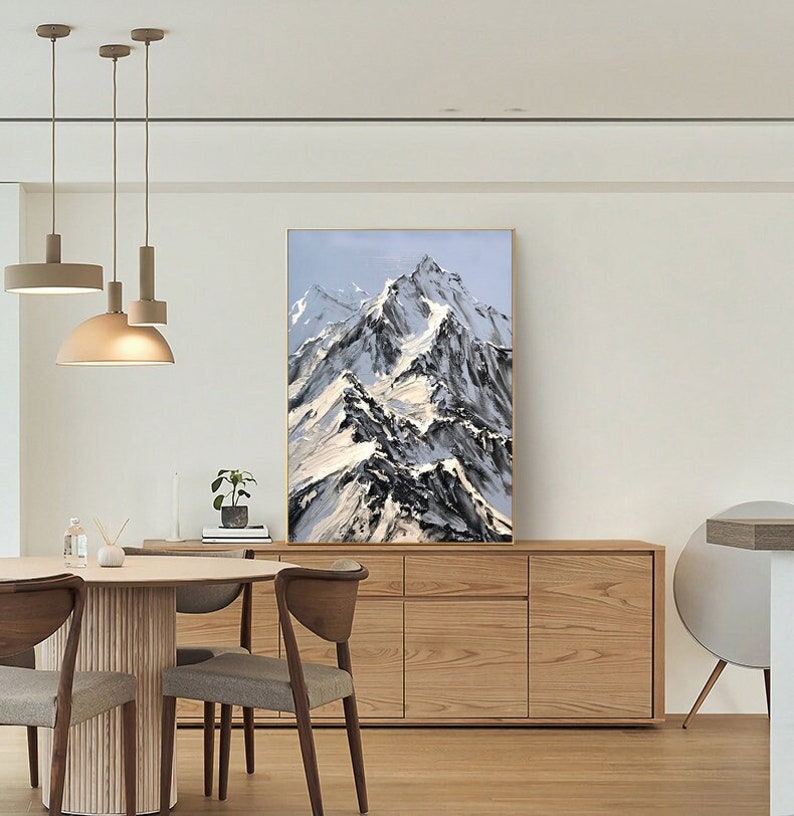 Frozen Peaks: Abstract Mountain Art, Dramatic Texture Canvas #MM453