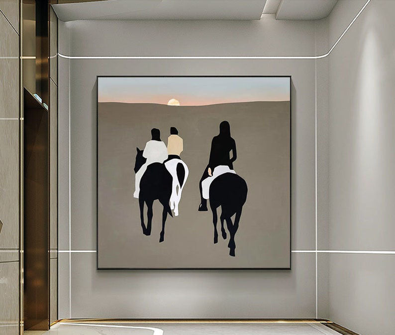 Horse & Rider Abstract - Modern Oil Painting, Home Decor
