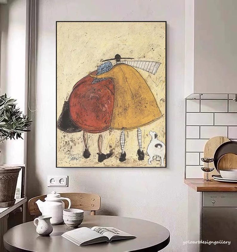 Large Folk Art Couple Painting | KelorArt #AG 176