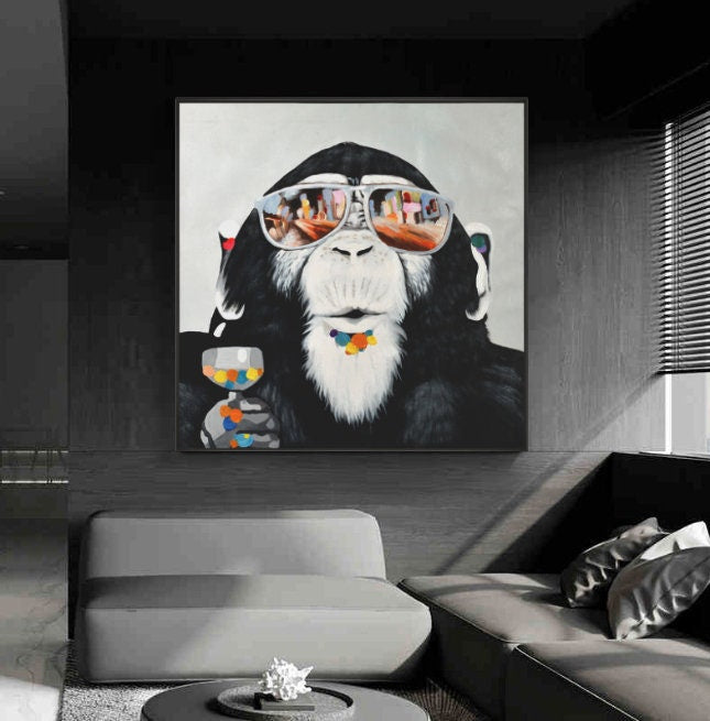 Urban Chimps: Whimsical Monkey Art Set, Modern Wall Decor #MM450