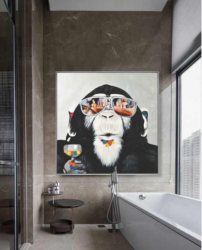 Urban Chimps: Whimsical Monkey Art Set, Modern Wall Decor #MM450