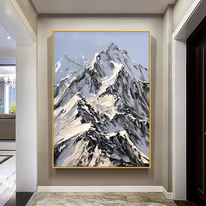 Frozen Peaks: Abstract Mountain Art, Dramatic Texture Canvas #MM453