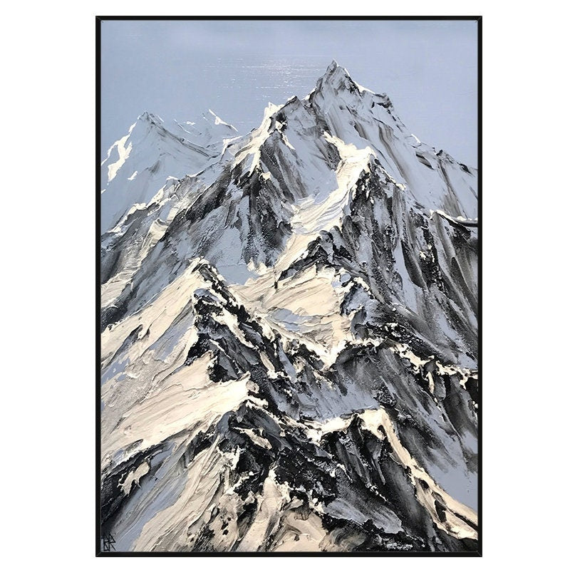Frozen Peaks: Abstract Mountain Art, Dramatic Texture Canvas #MM453