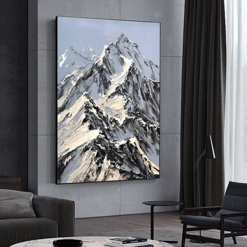 Frozen Peaks: Abstract Mountain Art, Dramatic Texture Canvas #MM453