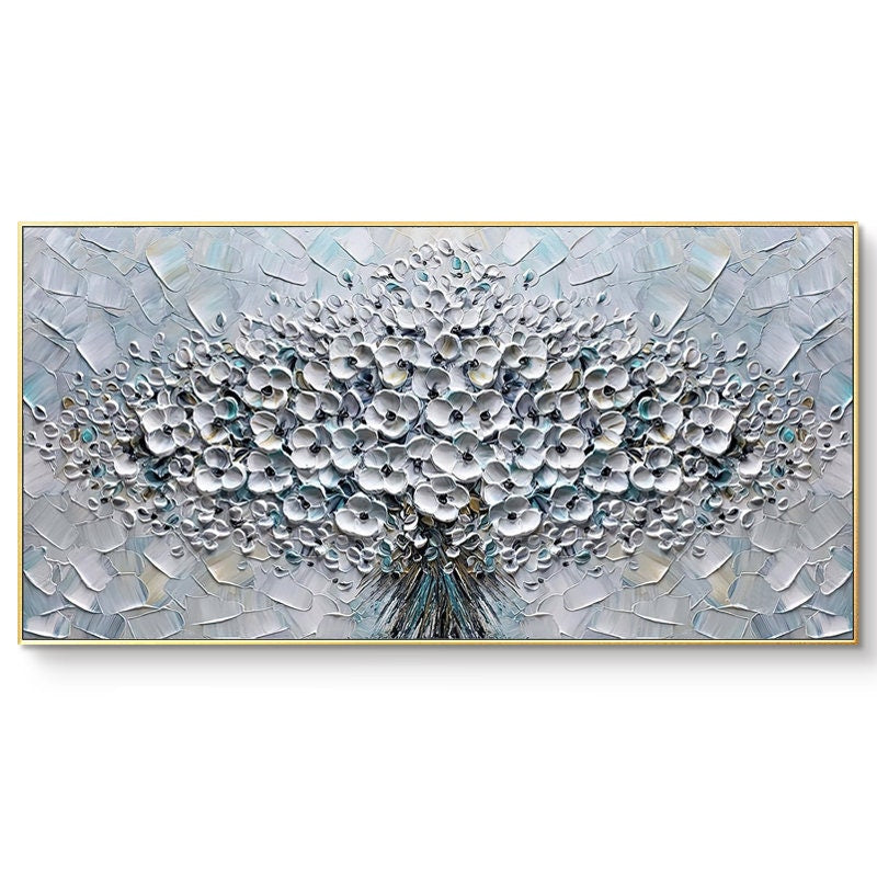 Elegant Floral Texture Painting, Abstract Art on Canvas #MM344