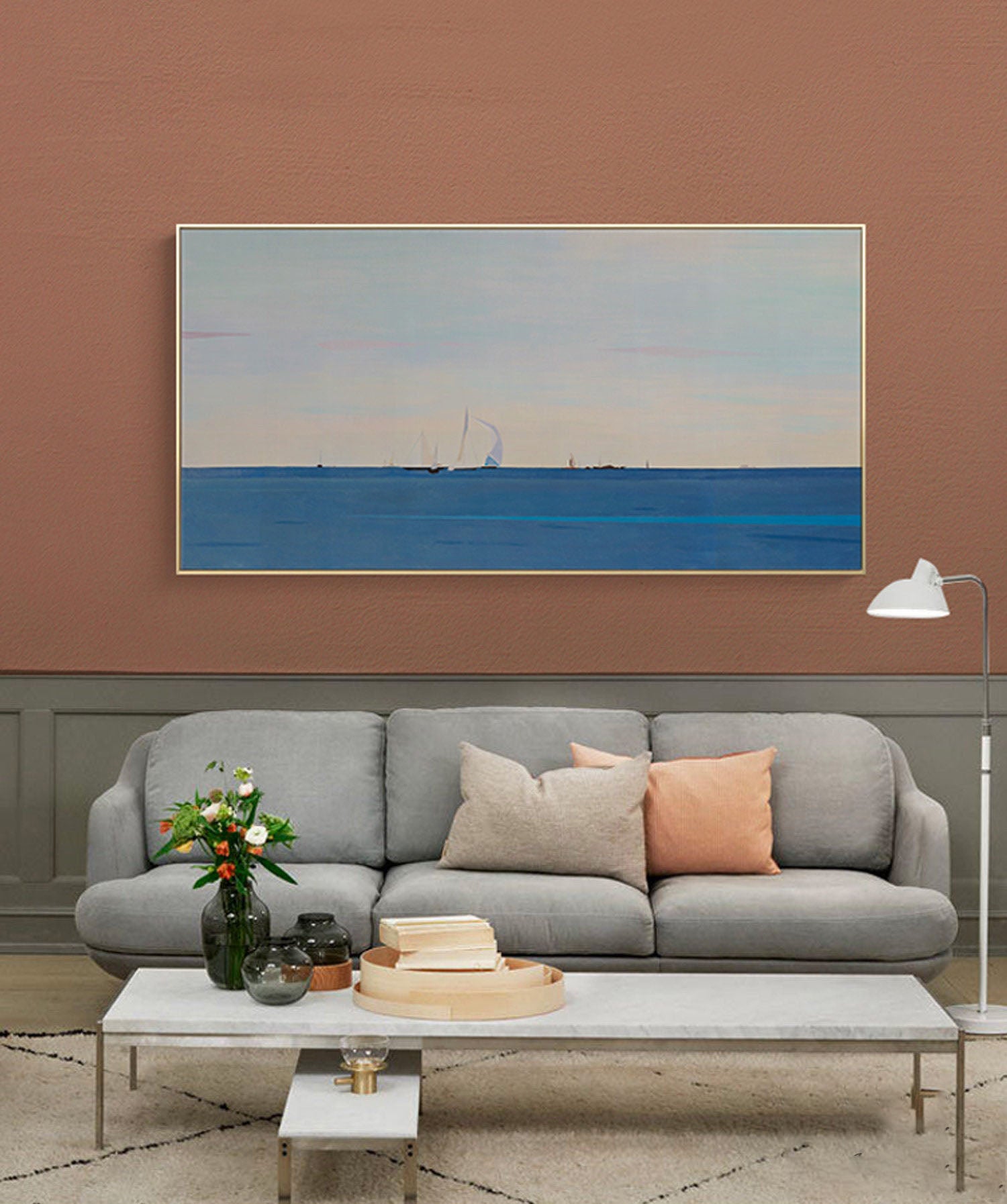 Coastal Echoes: Contemporary Abstract Seascape, Serene Wall Art #MM452