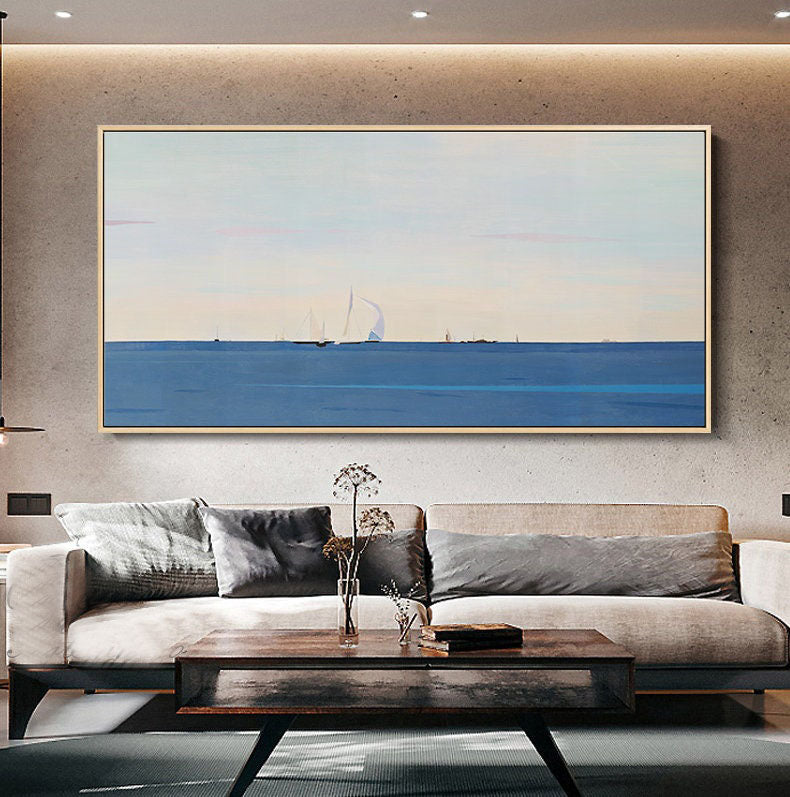 Coastal Echoes: Contemporary Abstract Seascape, Serene Wall Art #MM452