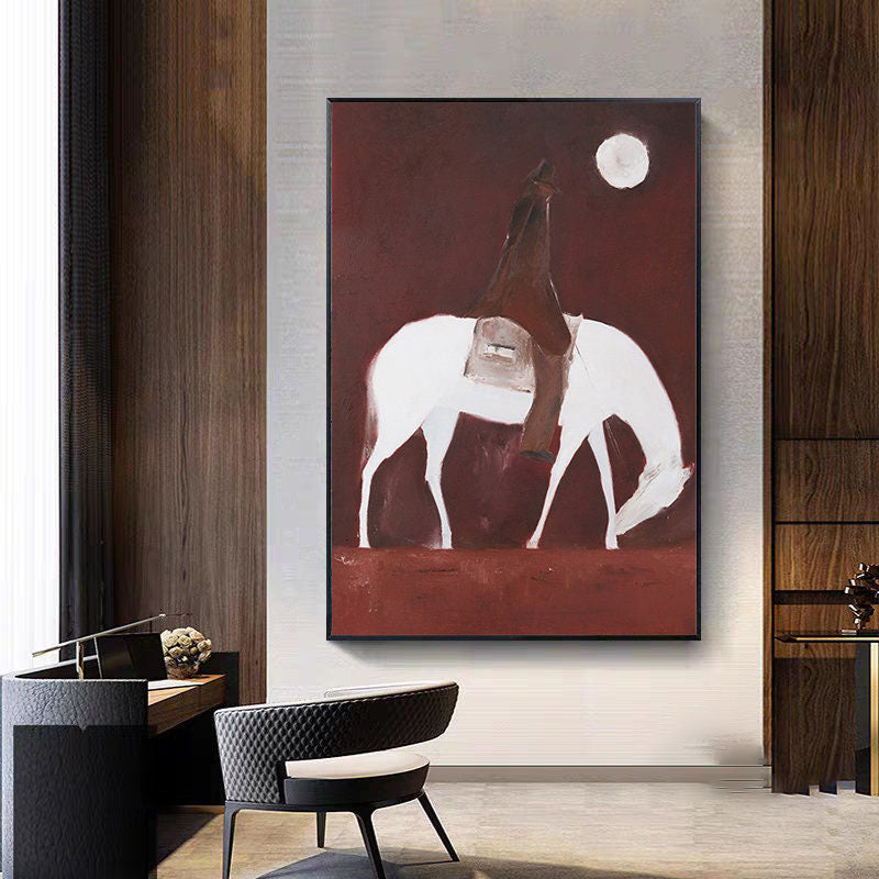 Moonlit Rider: Abstract Horse Oil Painting, Vertical Version #MM447