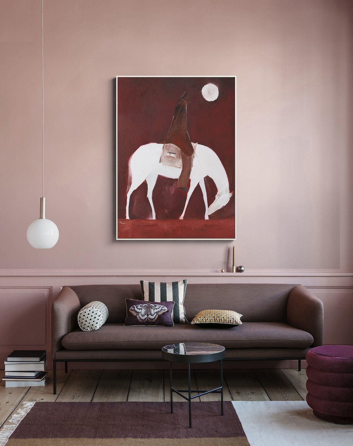 Moonlit Rider: Abstract Horse Oil Painting, Vertical Version #MM447