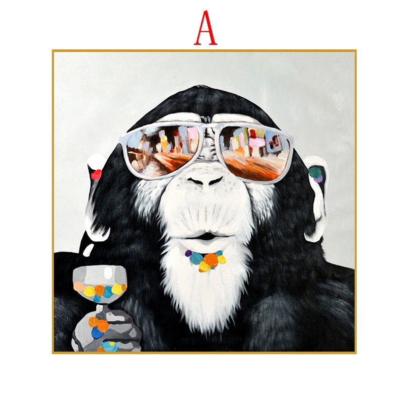 Urban Chimps: Whimsical Monkey Art Set, Modern Wall Decor #MM450