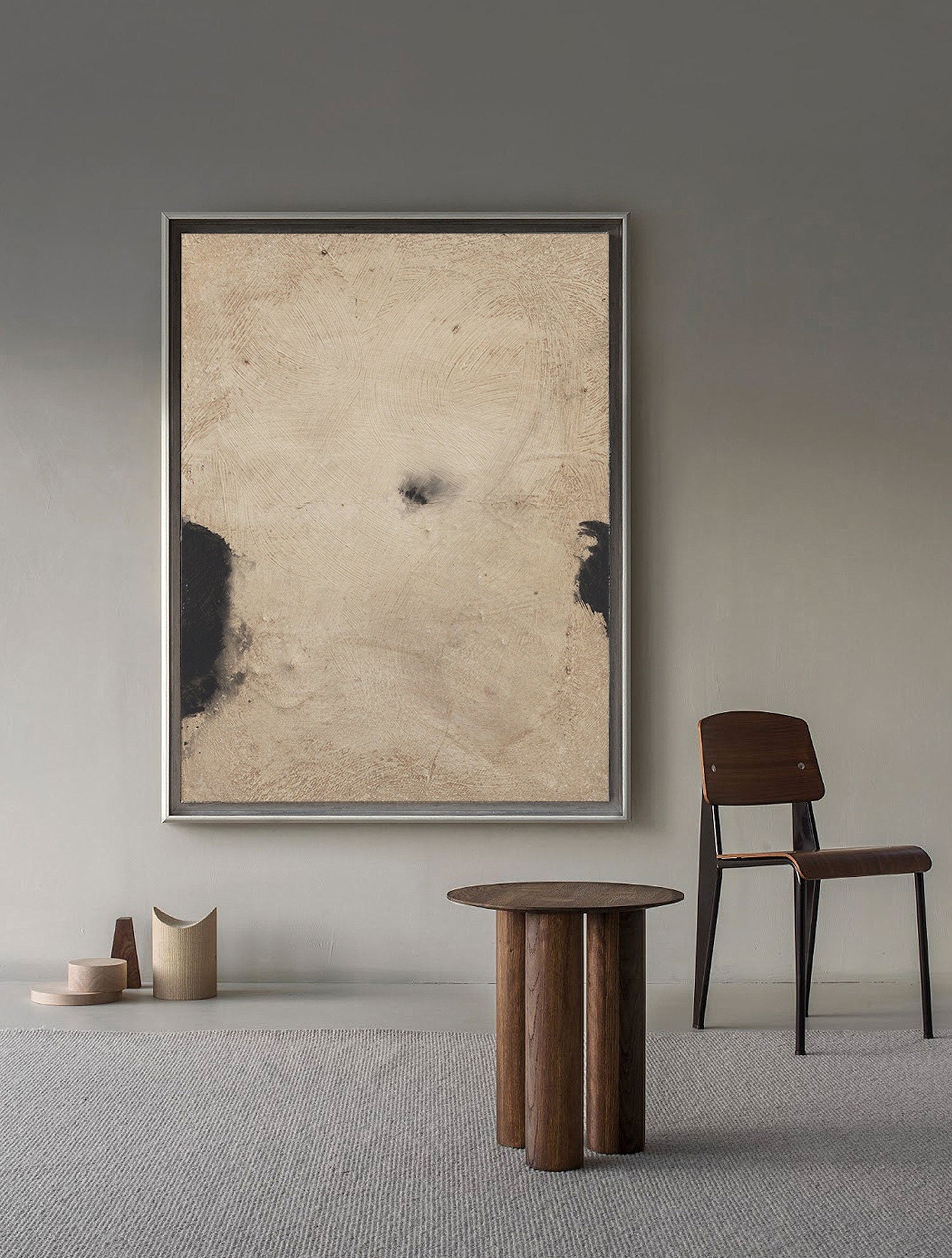 Silent Horizons: Contemporary Abstract Set, Neutral Palette Art #MM462