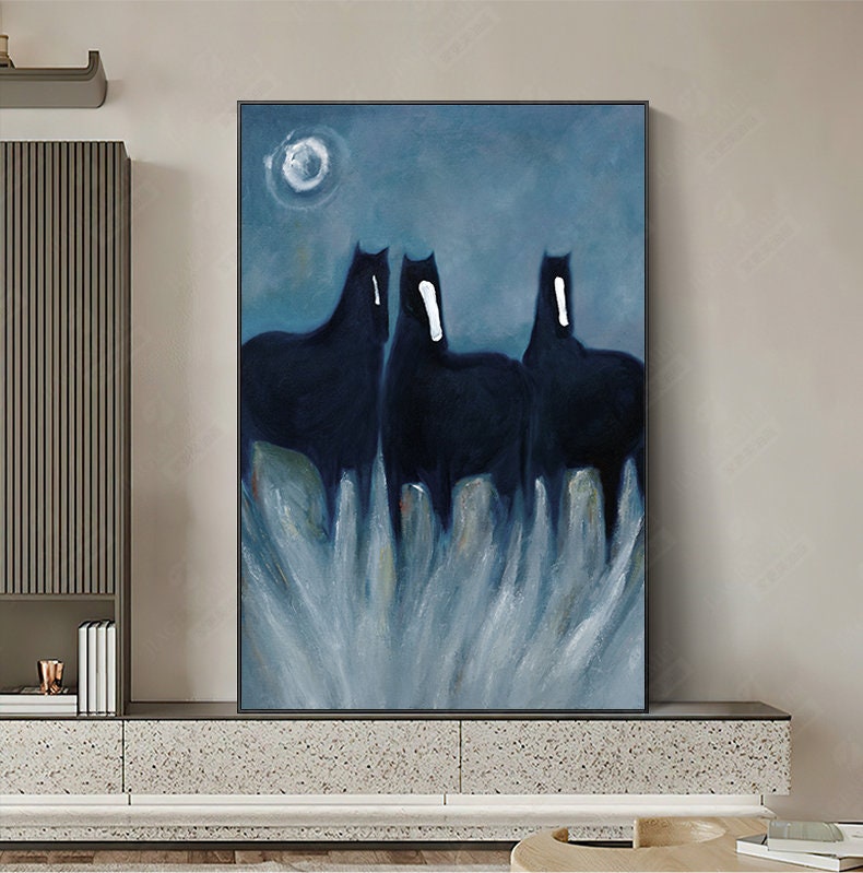 Abstract Horse Portrait, Black & White Art, Contemporary Style