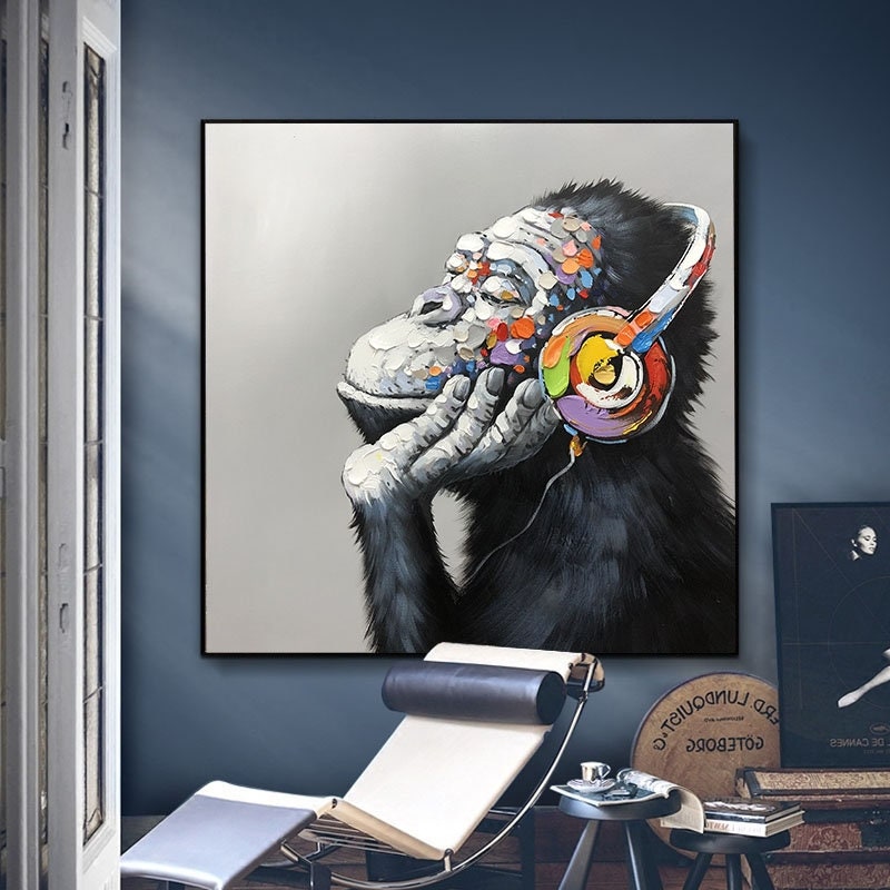 Urban Chimps: Whimsical Monkey Art Set, Modern Wall Decor #MM450