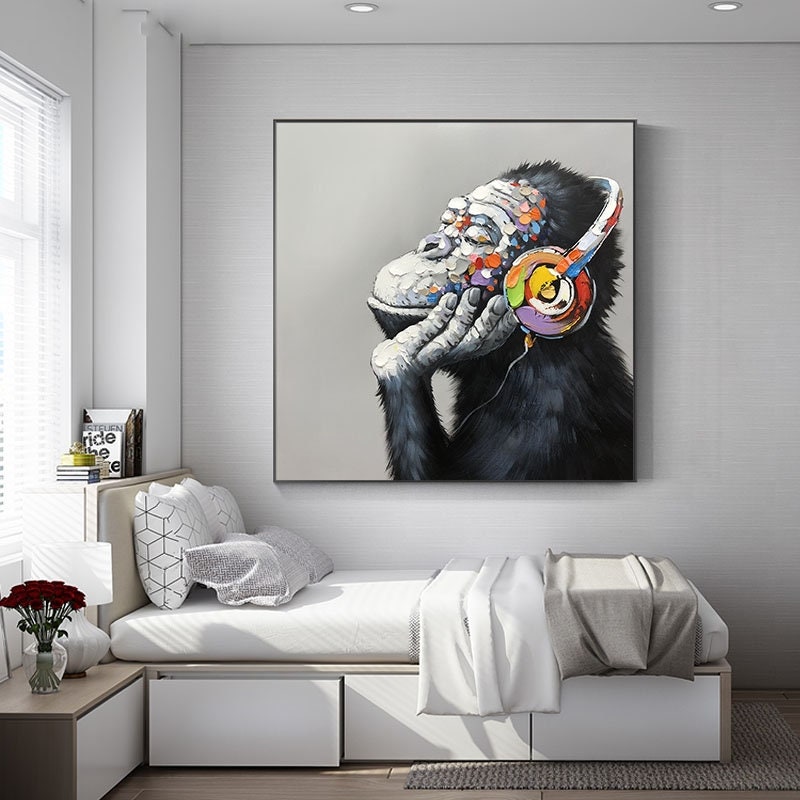 Urban Chimps: Whimsical Monkey Art Set, Modern Wall Decor #MM450